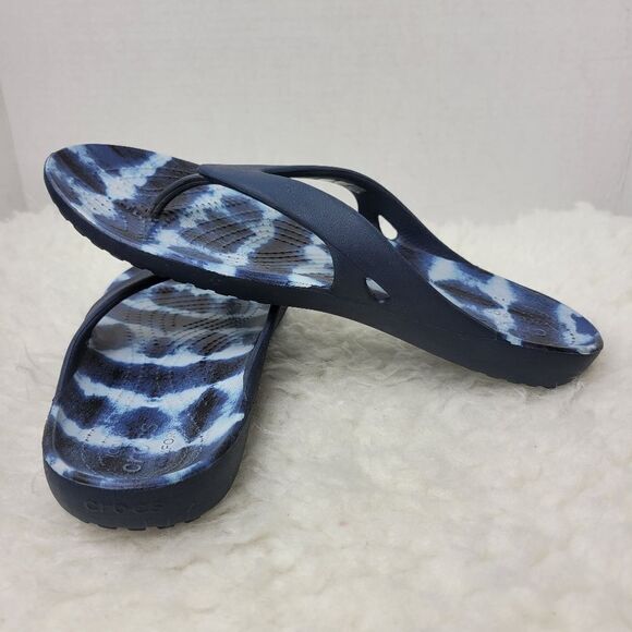 Crocs Kadee  Flip Flop Sandals Womens Size 9 Comfort Tie Dyed Blue - Picture 8 of 10